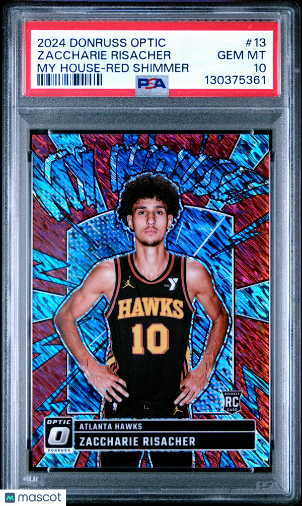 2024 Panini Donruss Optic My House Zaccharie Risacher #13 Red Shimmer PSA 10