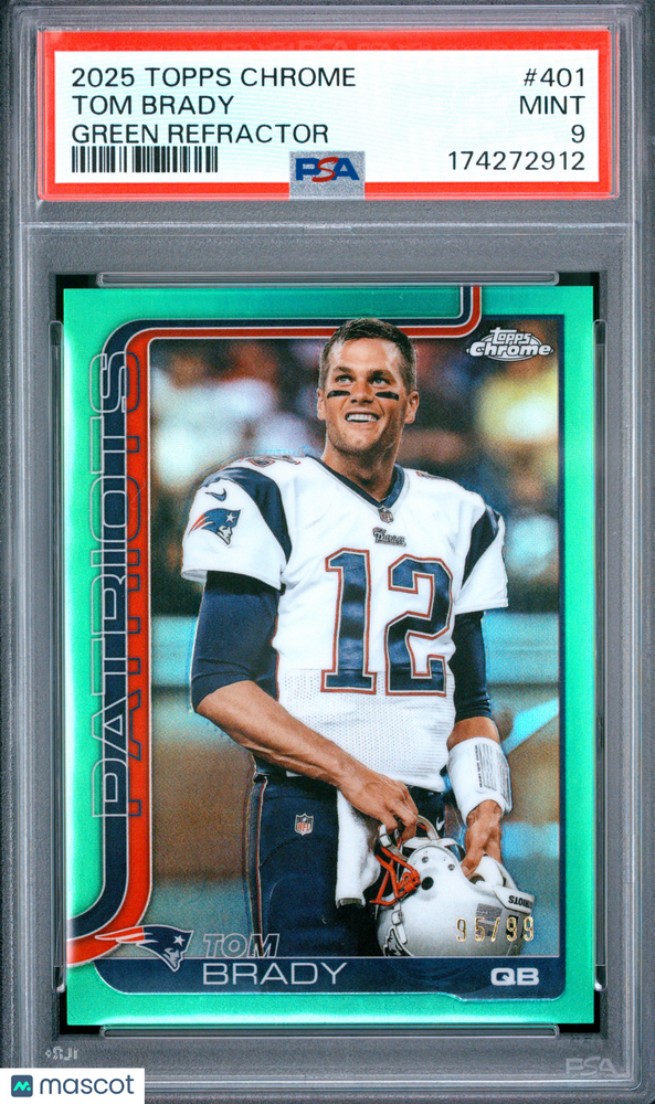 2025 Topps Chrome Tom Brady #401 Green Refractor PSA 9