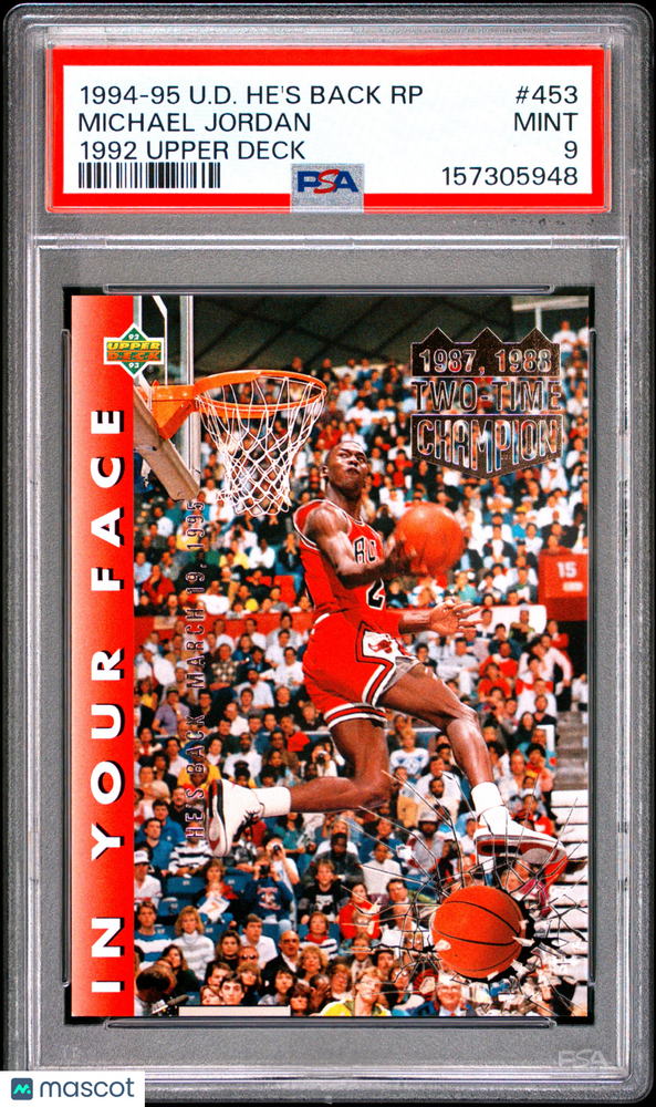 1994 Upper Deck Jordan 94-95 He's Back Reprints Michael Jordan #453 1992 PSA 9