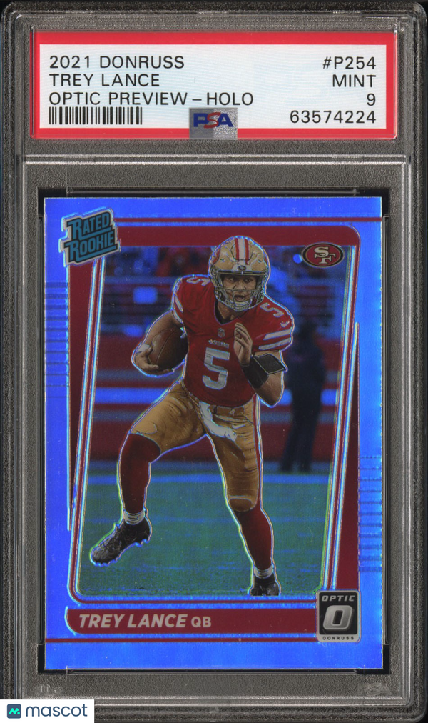 2021 Panini Donruss Trey Lance #P254 Optic Preview Holo PSA 9