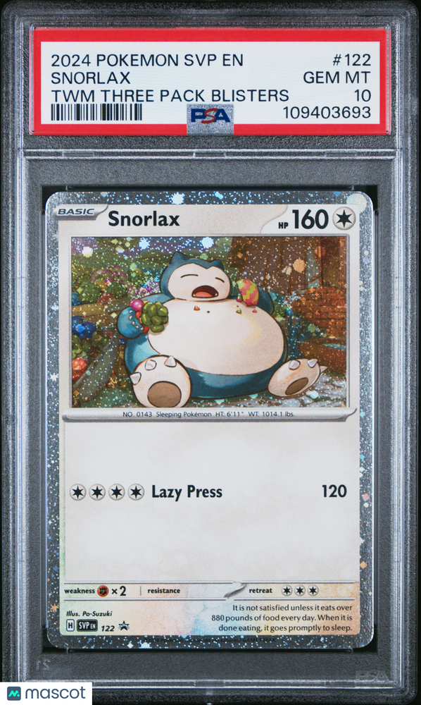 2024 Pokemon SVP EN-Scarlet & Violet Black Star Promos Snorlax #122 TWM Three Pack Blister PSA 10