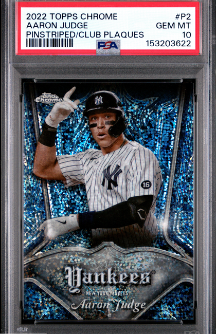 2022 Topps Chrome Pinstriped/Club Plaques Aaron Judge #P2 PSA 10