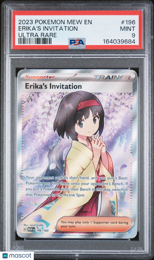 2023 Pokemon Mew EN-151 Erika's Invitation #196 Ultra Rare PSA 9