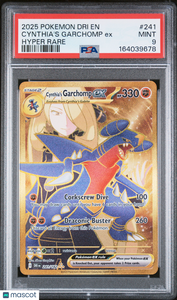 2025 Pokemon Dri EN-Destined Rivals Cynthia's Garchomp EX #241 Hyper Rare PSA 9