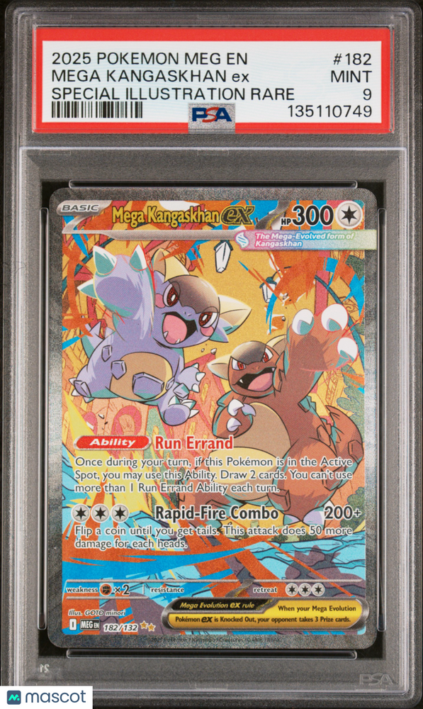 2025 Pokemon Meg EN-Mega Evolution Mega Kangaskhan EX #182 Special Illustration Rare PSA 9