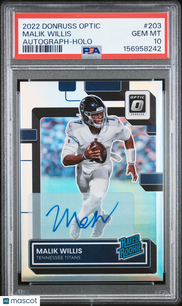 2022 Panini Donruss Optic Malik Willis #203 Autograph Holo PSA 10