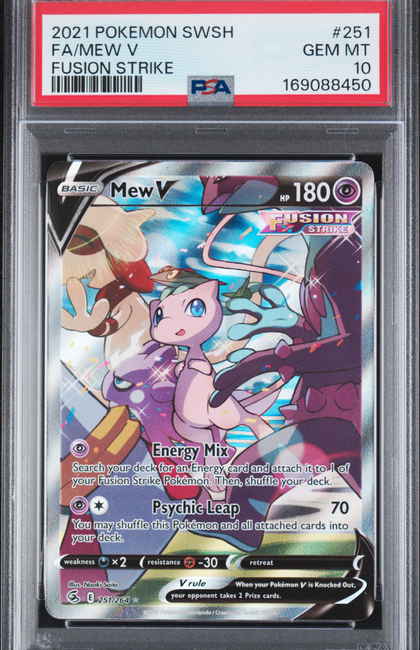 2021 Pokemon Sword & Shield Fusion Strike Mew V #251 Fusion Strike Fa PSA 10