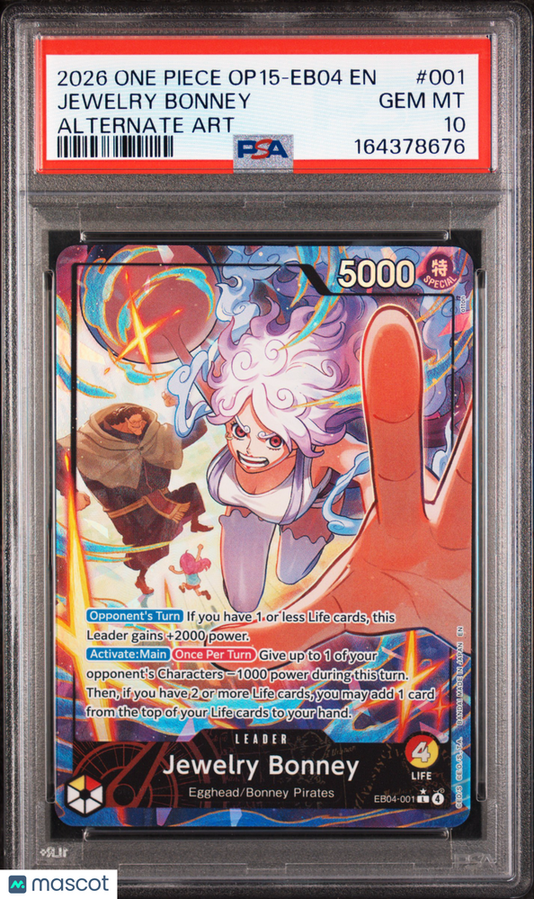 2026 One Piece Op15-Eb04-Adventure On Kami's Island Jewelry Bonney #001 Alternate Art PSA 10