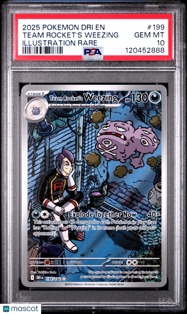 2025 Pokemon Dri EN-Destined Rivals Team Rocket's Weezing #199 IR PSA 10