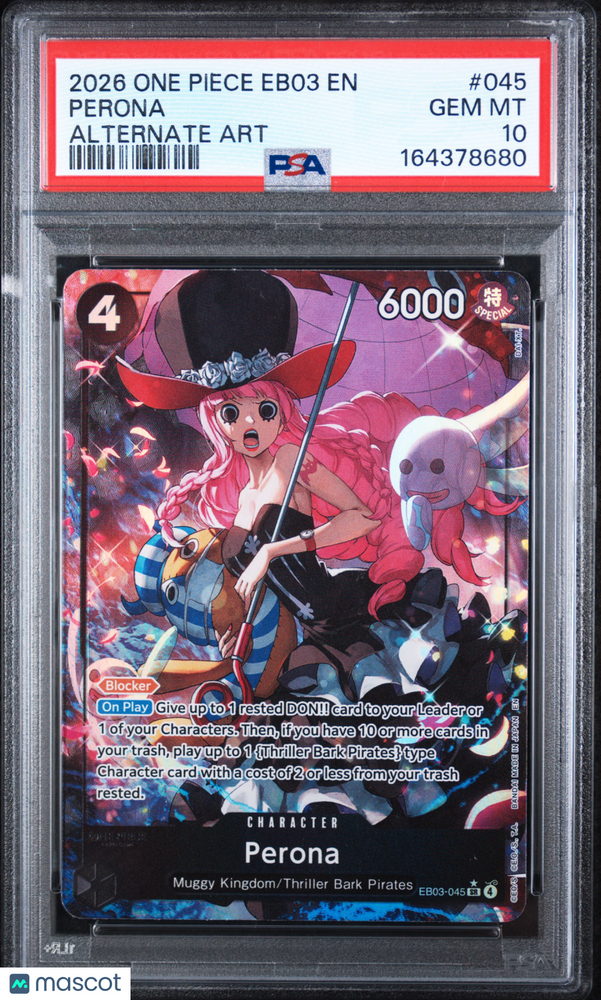 2026 One Piece Eb03-Extra Booster -One Piece Heroines Edition- Perona #045 Alternate Art PSA 10