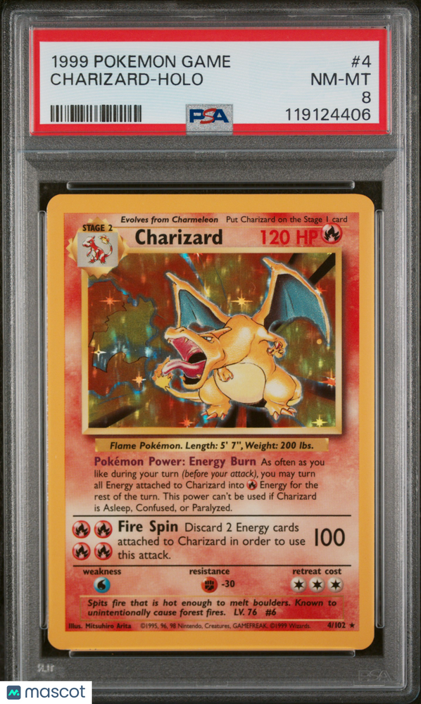 1999 Pokemon Game Charizard #4 PSA 8