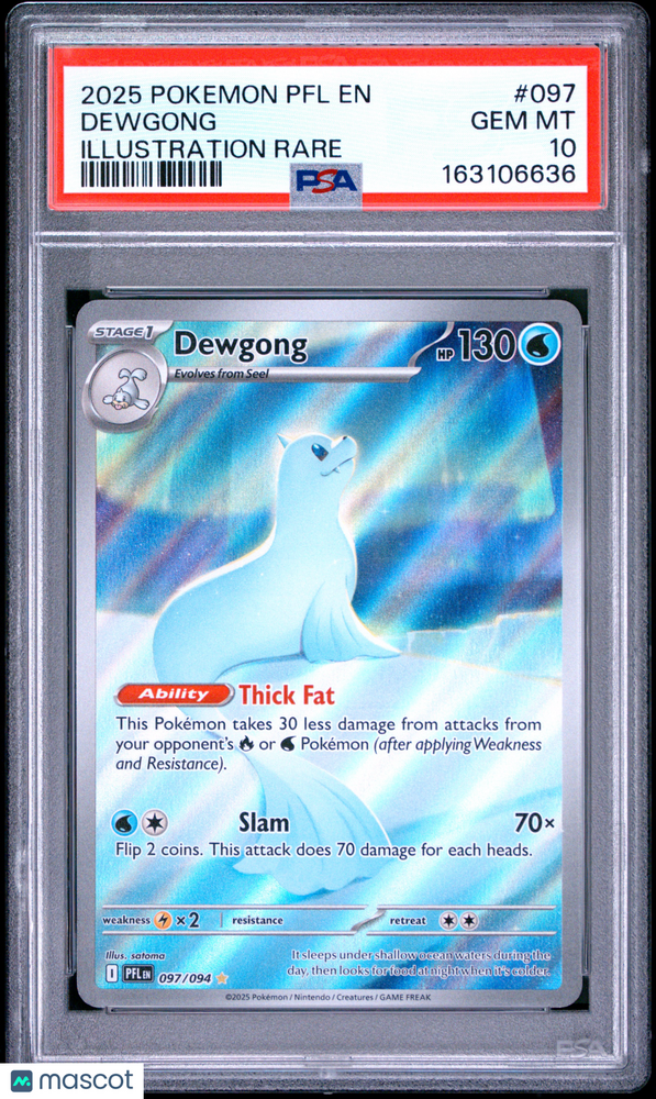 2025 Pokemon PFL EN-Phantasmal Flames Dewgong #097 Illustration Rare PSA 10