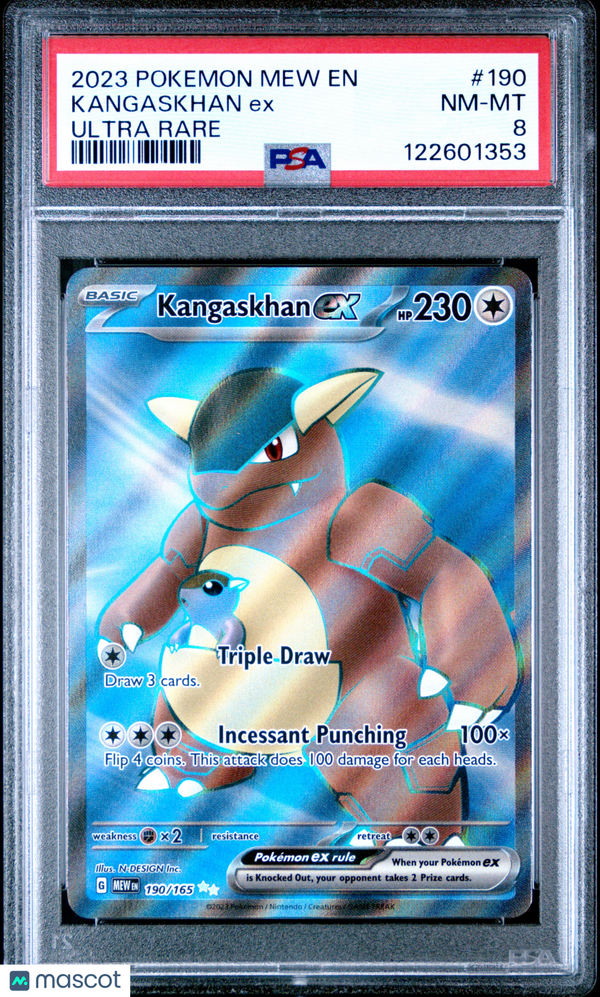 2023 Pokemon Mew EN-151 Kangaskhan EX #190 Ultra Rare PSA 8