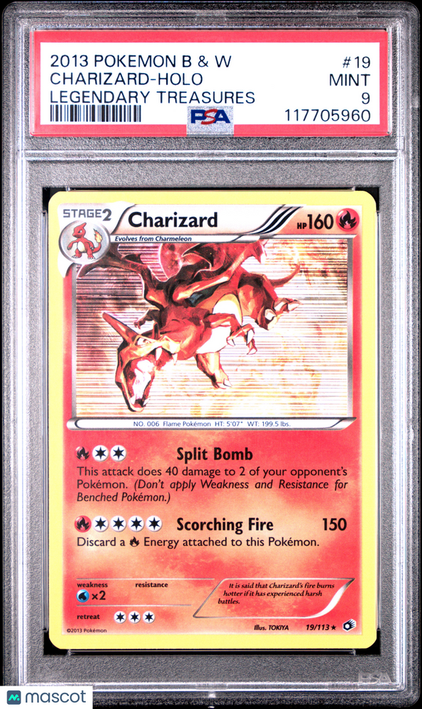 2013 Pokemon Black & White Legendary Treasures Charizard #19 PSA 9