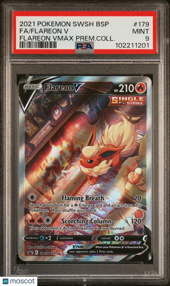 2021 Pokemon Swsh Black Star Promo Flareon V #179 Flareon V Prem.Coll. Fa PSA 9