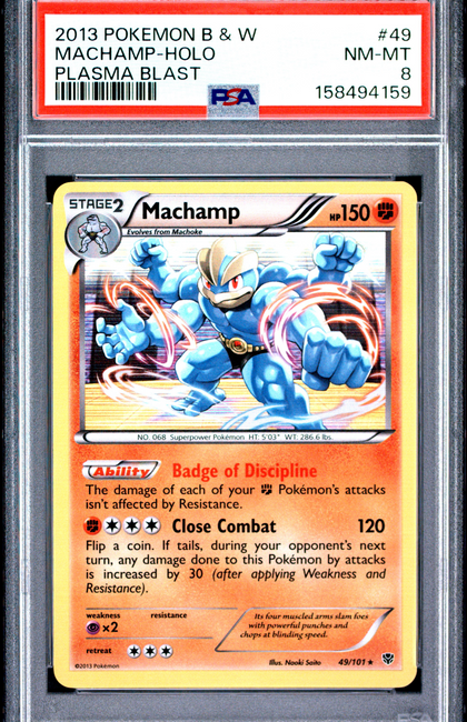 2013 Pokemon Black & White Plasma Blast Machamp #49 Plasma Blast PSA 8