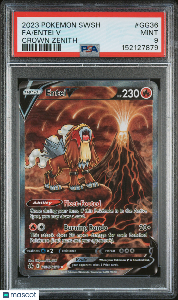 2023 Pokemon Sword And Shield Crown Zenith Entei V #GG36 Crown Zenith Fa PSA 9