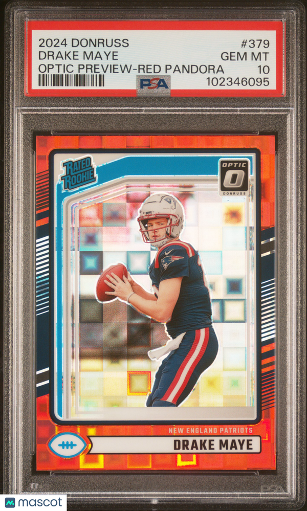 2024 Panini Donruss Drake Maye #379 Optic Preview Red Pandora PSA 10