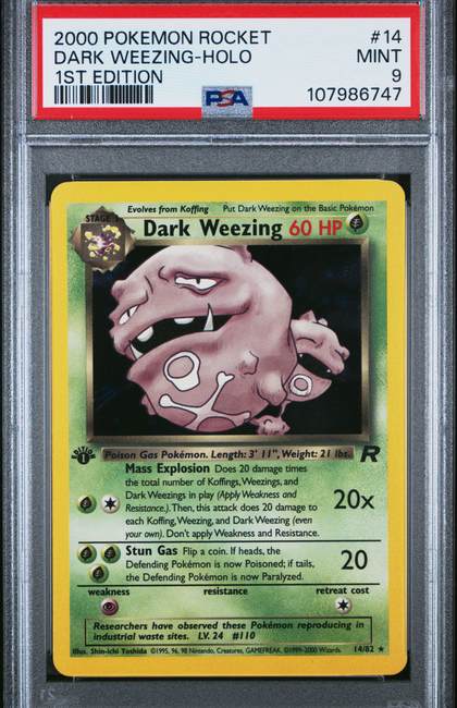 2000 Pokemon Rocket Dark Weezing #14 1st Edition PSA 9