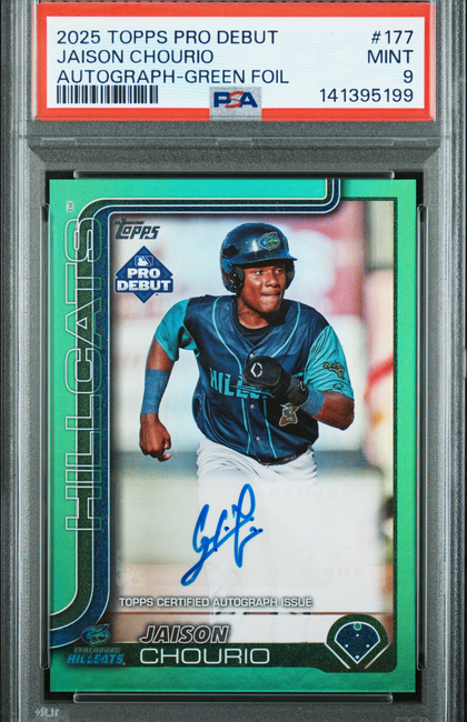 2025 Topps Pro Debut Jaison Chourio #177 Autograph Green Foil PSA 9