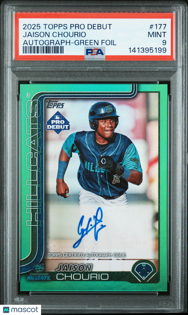 2025 Topps Pro Debut Jaison Chourio #177 Autograph Green Foil PSA 9