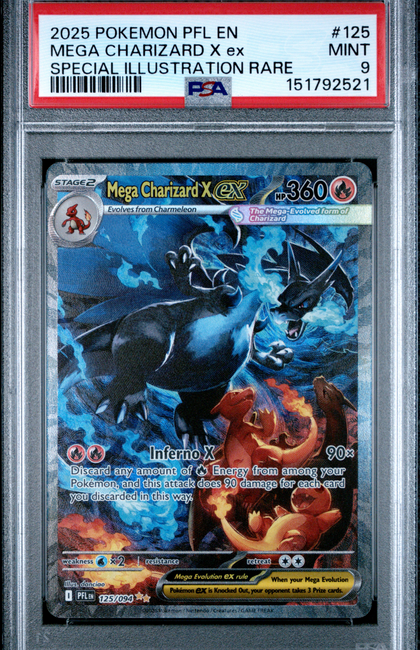 2025 Pokemon PFL EN-Phantasmal Flames Mega Charizard X EX #125 SIR PSA 9