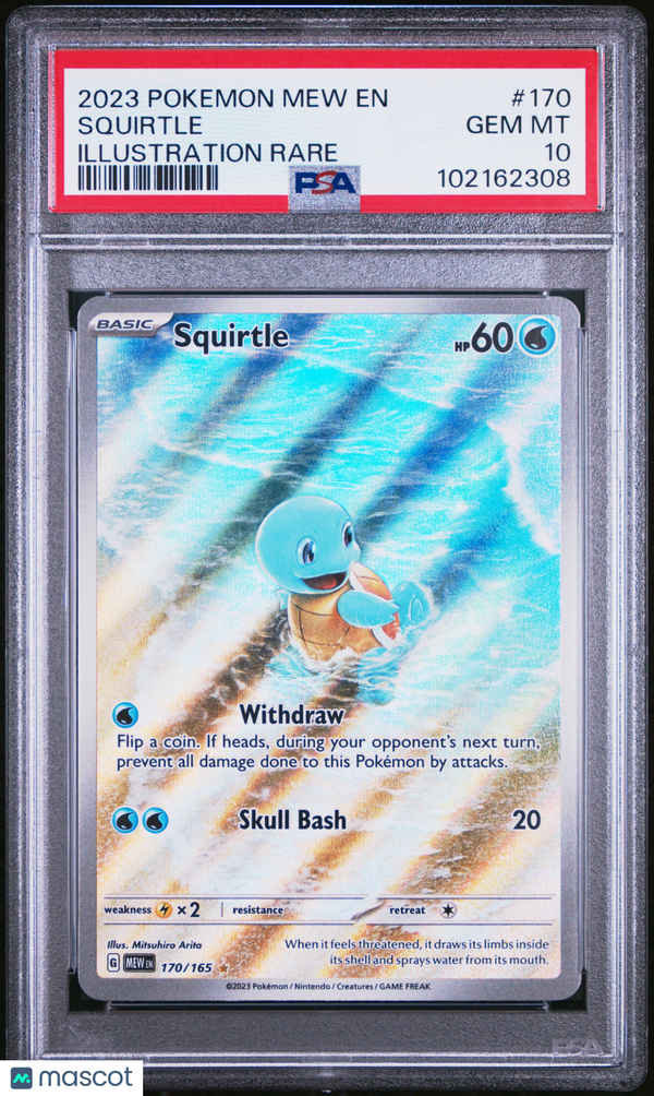 2023 Pokemon Mew EN-151 Squirtle #170 Illustration Rare PSA 10