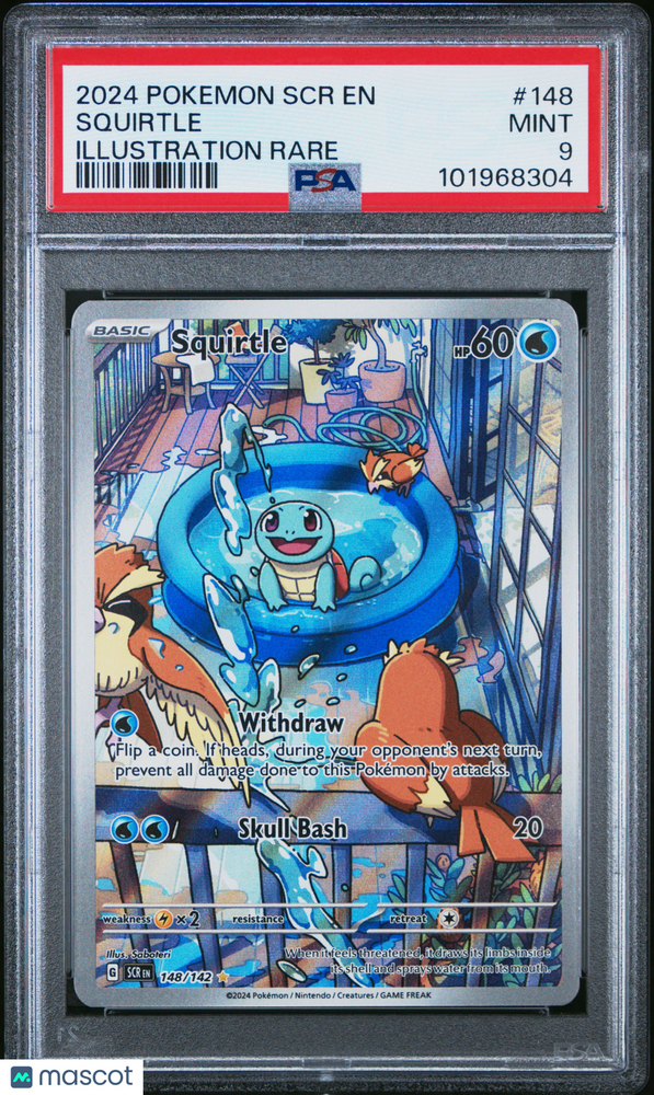 2024 Pokemon SCR EN-Stellar Crown Squirtle #148 Illustration Rare PSA 9