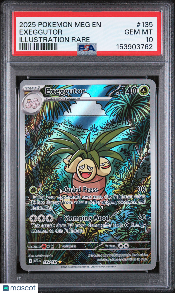 2025 Pokemon Meg EN-Mega Evolution Exeggutor #135 Illustration Rare PSA 10