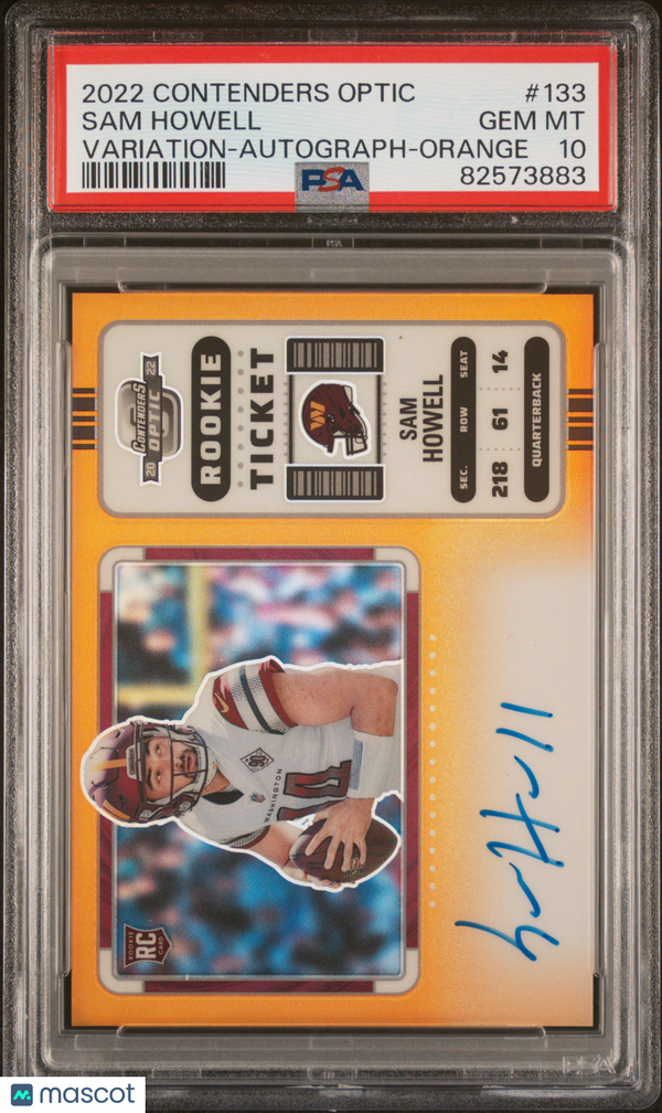 2022 Panini Contenders Optic Sam Howell #133 Variation Autograph Orange PSA 10