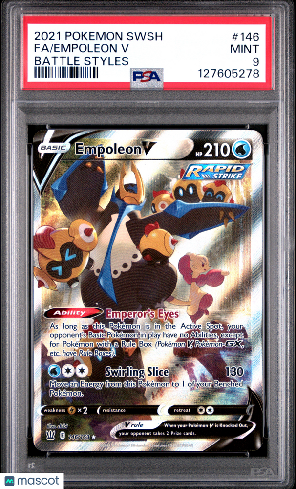 2021 Pokemon Sword & Shield Battle Styles Empoleon V #146 Fa Battle Styles PSA 9