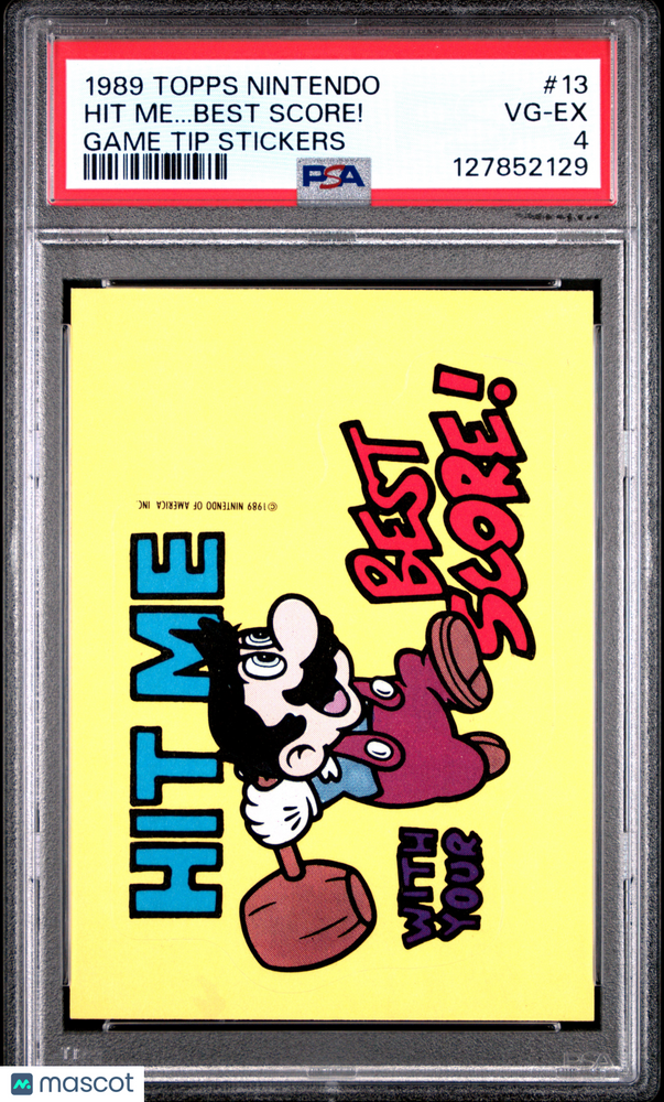 1989 Topps Nintendo Game Tip Stickers Hit Me.. . Best Score! #13 PSA 4