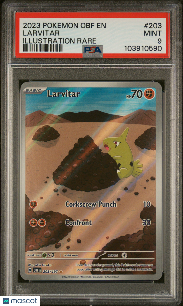2023 Pokemon Obf EN-Obsidian Flames Larvitar #203 Illustration Rare PSA 9