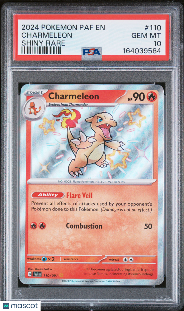 2024 Pokemon Paf EN-Paldean Fates Charmeleon #110 Shiny Rare PSA 10
