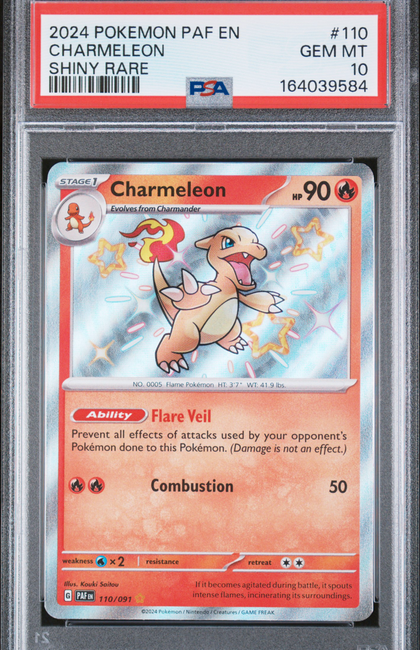 2024 Pokemon Paf EN-Paldean Fates Charmeleon #110 Shiny Rare PSA 10