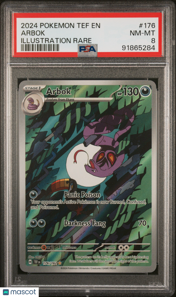 2024 Pokemon Tef EN-Temporal Forces Arbok #176 Illustration Rare PSA 8