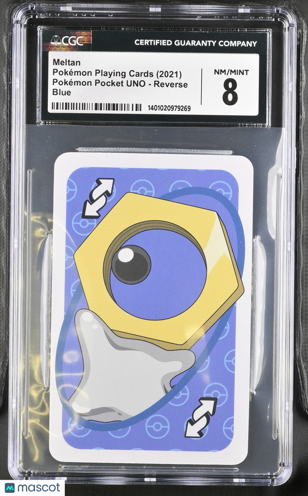 2021 Pokemon Playing Cards Pok^Mon Pocket Uno Meltan #Reverse Blue CGC 8