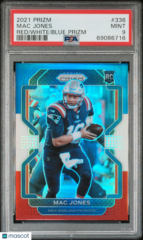 2021 Panini Prizm Mac Jones #336 Red White Blue PSA 9