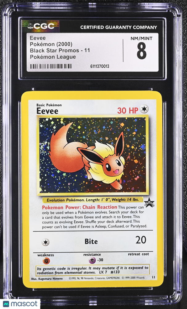 2000 Pokemon Black Star Promos Eevee #11 CGC 8