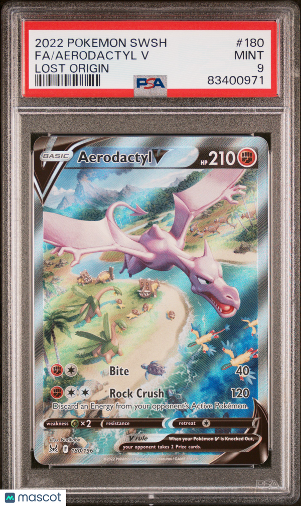 2022 Pokemon Sword & Shield Lost Origin Aerodactyl V #180 Fa Lost Origin PSA 9