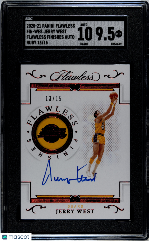2020 Panini Flawless Jerry West #FIN-WES Finishes Autograph Ruby 15 SGC 9.5