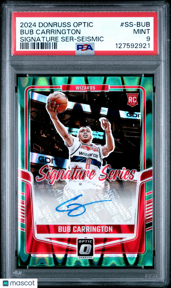 2024 Panini Donruss Optic Signature Series Bub Carrington #SS-BUB Seismic PSA 9