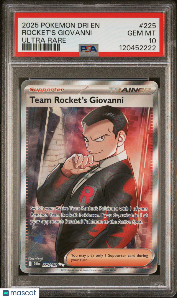 2025 Pokemon Dri EN-Destined Rivals Rocket's Giovanni #225 Ultra Rare PSA 10