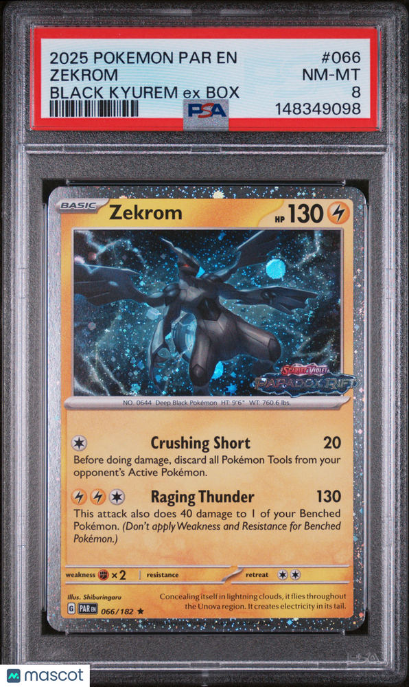 2025 Pokemon Par EN-Paradox Rift Zekrom #066 Black Kyurem EX Box PSA 8