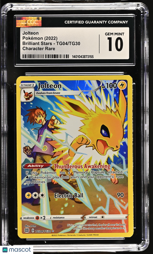 2022 Pokemon Brilliant Stars Jolteon #TG04/TG30 CGC 10
