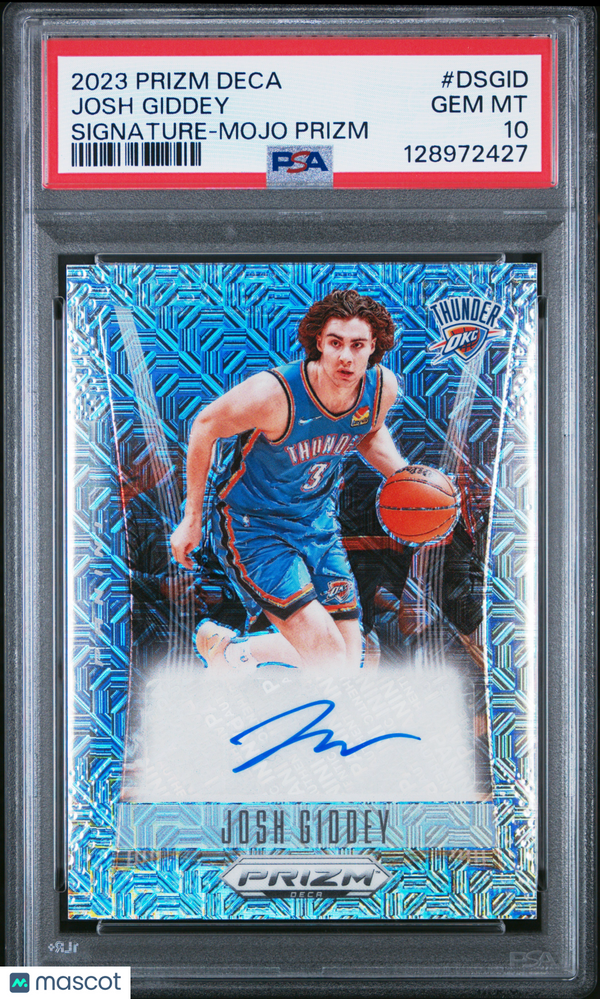 2023 Panini Prizm Deca Signatures Josh Giddey #DSGID Mojo PSA 10