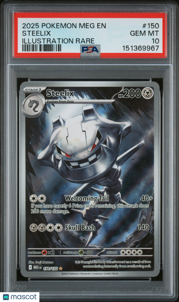 2025 Pokemon Meg EN-Mega Evolution Steelix #150 Illustration Rare PSA 10
