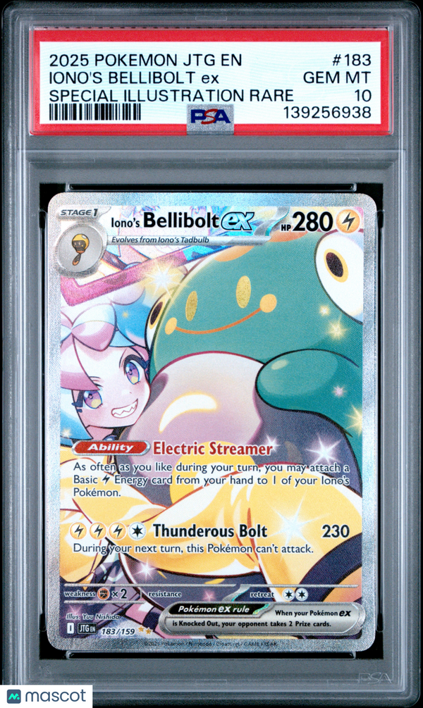 2025 Pokemon JTG EN-Journey Together Iono's Bellibolt EX #183 Special Illustration Rare PSA 10