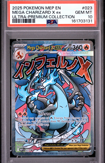 2025 Pokemon Mep EN-Me Black Star Promo Mega Charizard X EX #023 Ultra-Premium Collection PSA 10