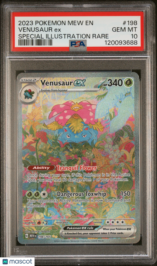 2023 Pokemon Mew EN-151 Venusaur EX #198 Special Illustration Rare PSA 10